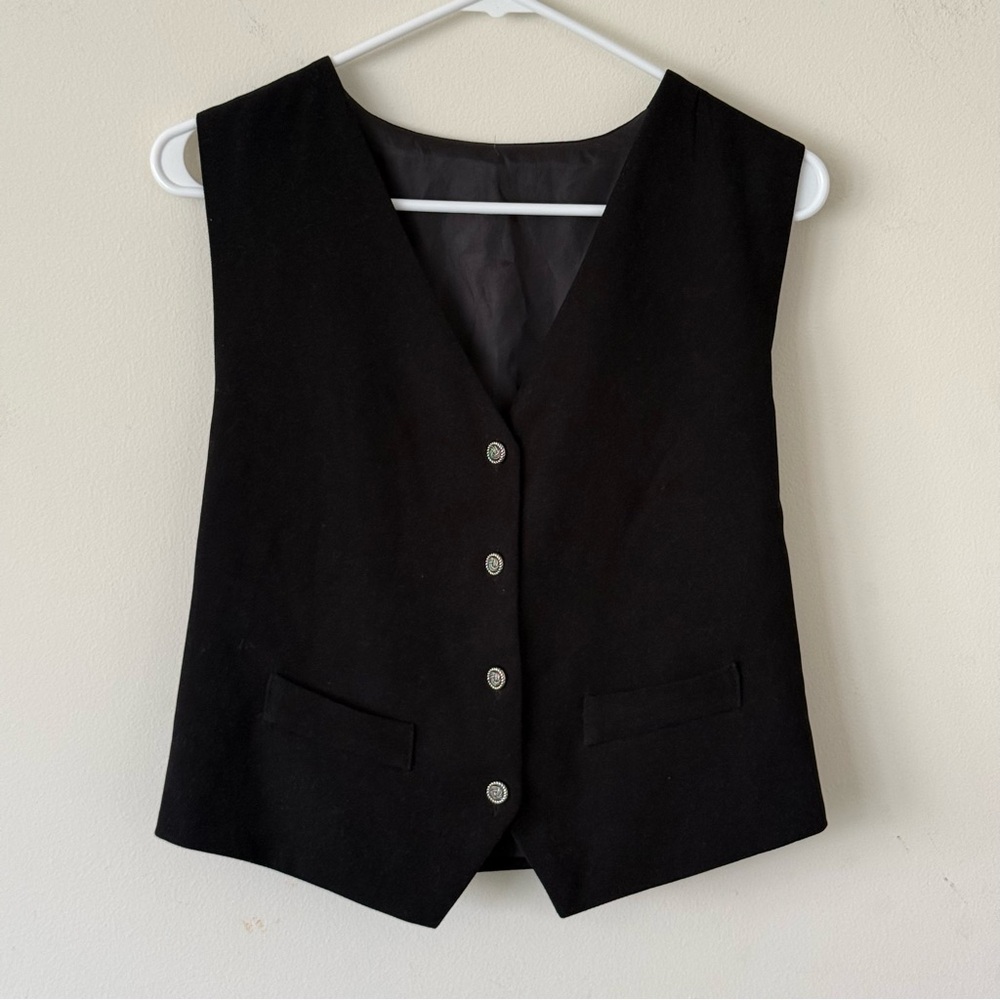 Women’s Black Button Business/Formal Sleeveless Vest w/ Adjuster - Small/Medium